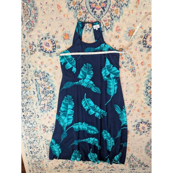 28 Palms Navy Blue Tropical Leaf Maxi Dress with Open Keyhole Back - XL - Picture 8 of 10
